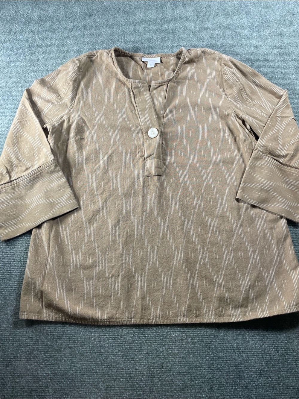 Women's Tan Button-Front‎ Tunic Top